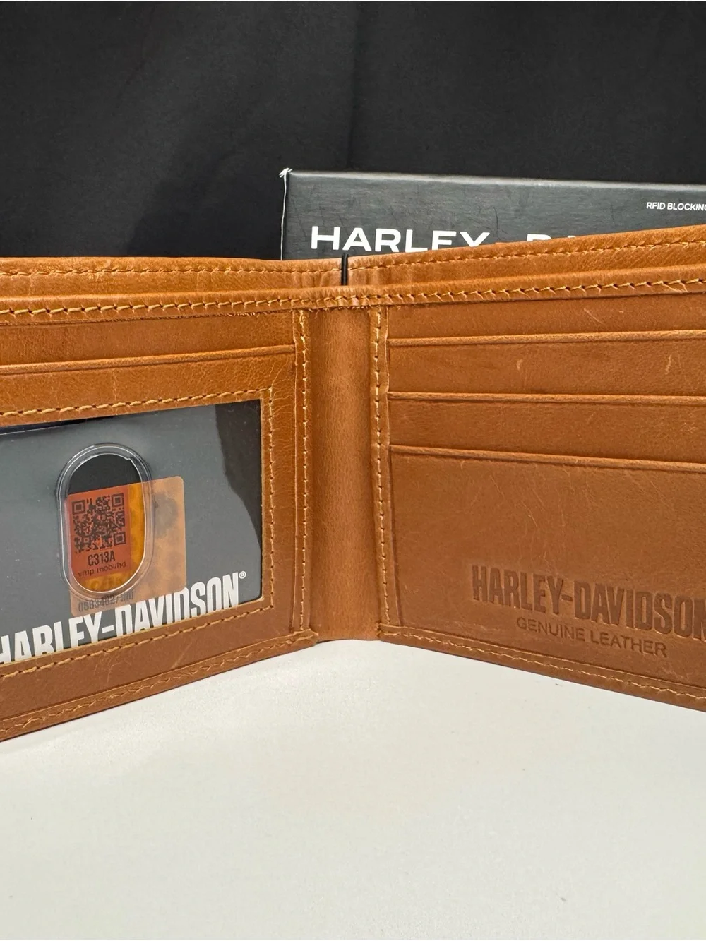 Harley-Davidson Brown Leather Bifold Wallet with Embossed Logo